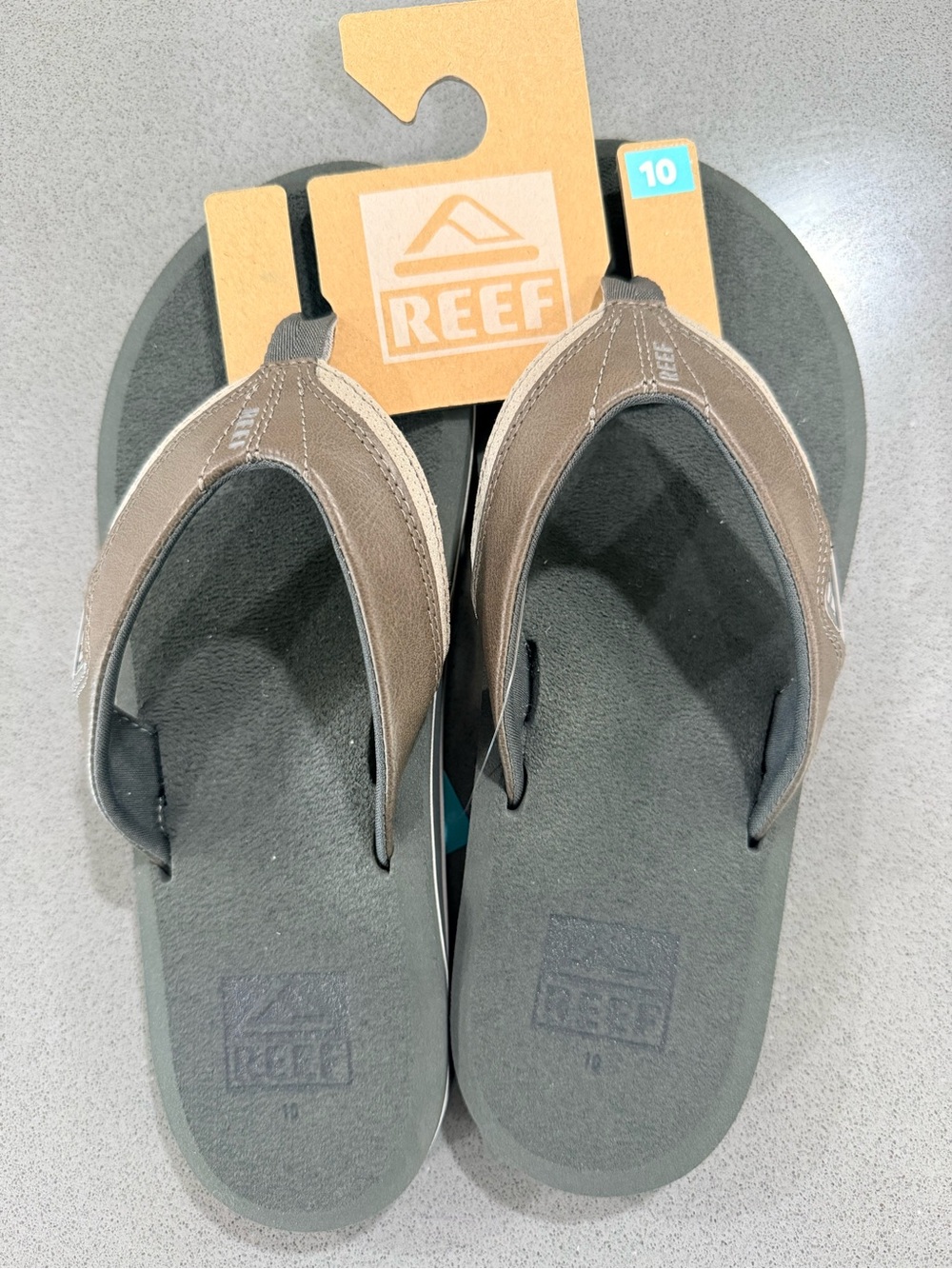 Reef Cushion Dawn Comfort Men's Brown and Gray Flip-Flop Sandals size 10 NWT